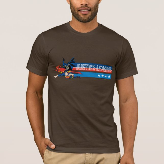 Camiseta Estrelas e Stripes da Liga da Justiça (Frente)