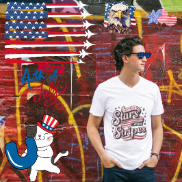 Camiseta Estrelas e Stripes de Vintage | 4 de julho