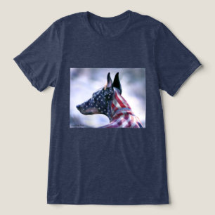 Camiseta Estrelas e Stripes Doberman Pinscher