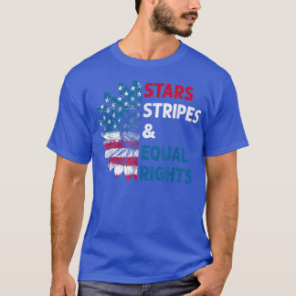 Camiseta Estrelas Feministas Grevem Direitos Iguais Bandeir