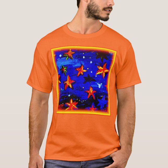 Camiseta Estrelas Laranja Brilhantes. Comprar Agora (Frente)