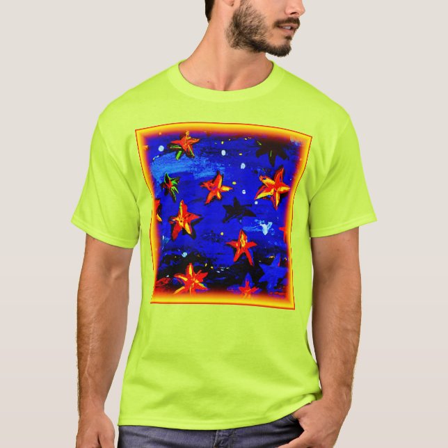 Camiseta Estrelas Laranja Brilhantes. Comprar Agora (Frente)
