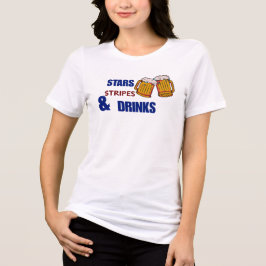 Camiseta Estrelas Listras & Bebidas Divertido Patriótico 4 