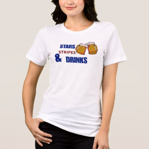 Camiseta Estrelas Listras & Bebidas Divertido Patriótico 4