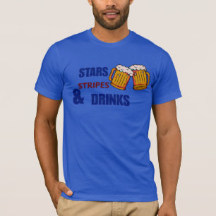 Camiseta Estrelas Listras e Bebidas 4 de Julho Patriótico D