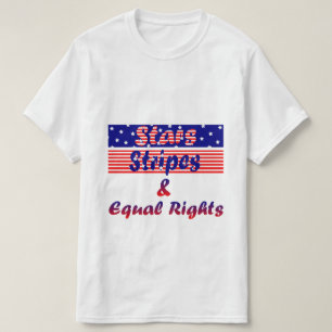 Camiseta estrelas, listras e direitos iguais