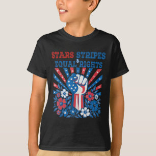 Camiseta Estrelas Listras E Direitos Iguais 4 De Julho Femi