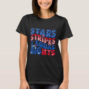 Camiseta Estrelas Listras E Direitos Iguais 4 De Julho Mulh