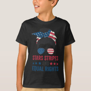 Camiseta Estrelas Listras E Direitos Iguais 4 De Julho Mulh