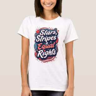 Camiseta Estrelas Listras e Direitos Iguais Patrióticas Mul