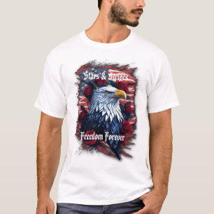 Camiseta Estrelas Listras Liberdade Águia Bandeira American