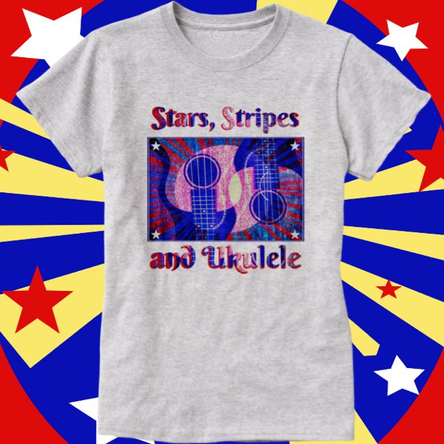 Camiseta Estrelas Patrióticas Divertidas, Stripes e Música  (Criador carregado)