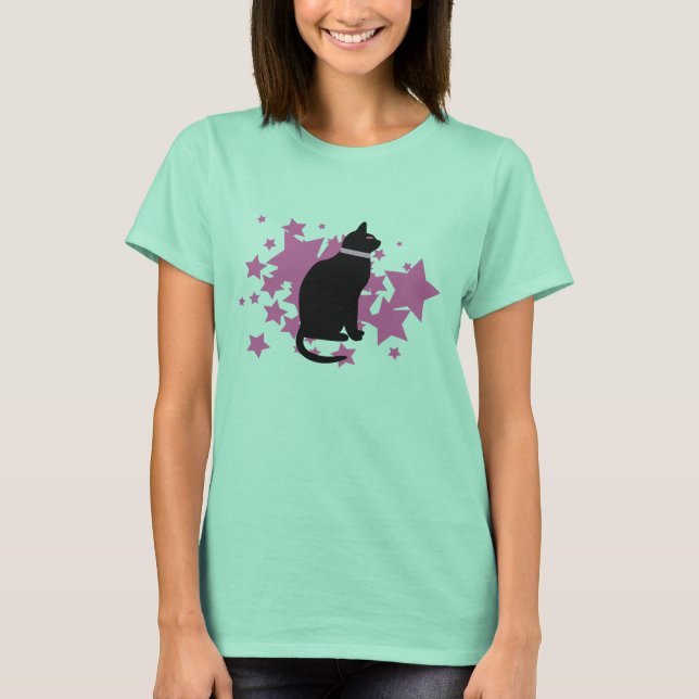 Camiseta Estrelas pretas do gato (Frente)