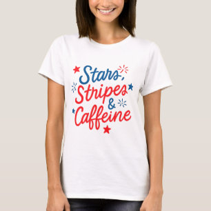 Camiseta Estrelas, Stripes e Cafeína