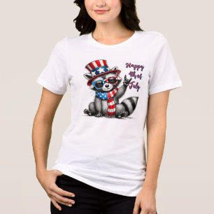 Camiseta Estrelas, Stripes e Mischefe — Raccoon Patriótico