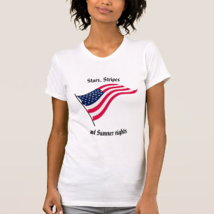 Camiseta "Estrelas, Stripes e Noites de Verão" Camisa-T fem