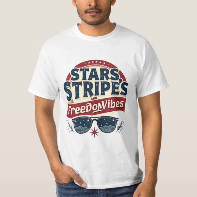 Camiseta Estrelas, Stripes e Víblias de Liberdade (Frente)
