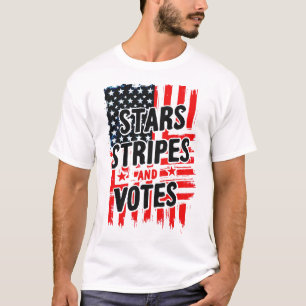 Camiseta Estrelas, Stripes e Votos com bandeira americana