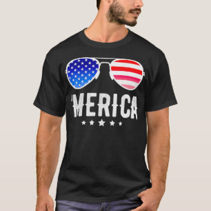 Camiseta Estrelas Strips Óculos de sol Liberdade EUA Merica