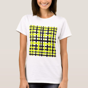 Camiseta Estrias de Intertravamento Amarelo Branco Preto