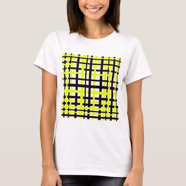 Camiseta Estrias de Intertravamento Amarelo Branco Preto (Frente)