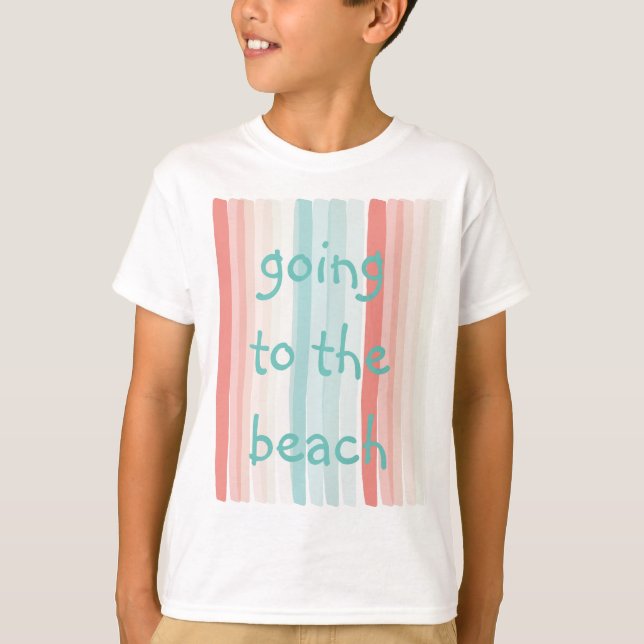 Camiseta Estrias de Verão em coral e turquesa (Frente)