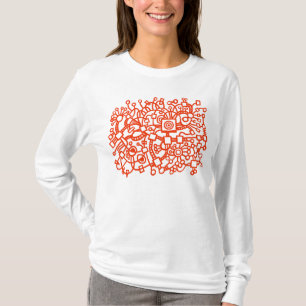 Camiseta Estrutura abstrata - vermelho de tijolo