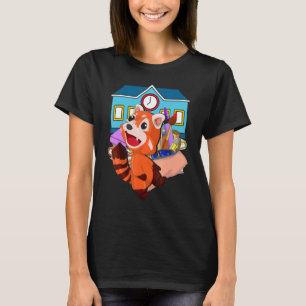 Camiseta Estudante da Escola Animais Selvagens Cute Red Pan