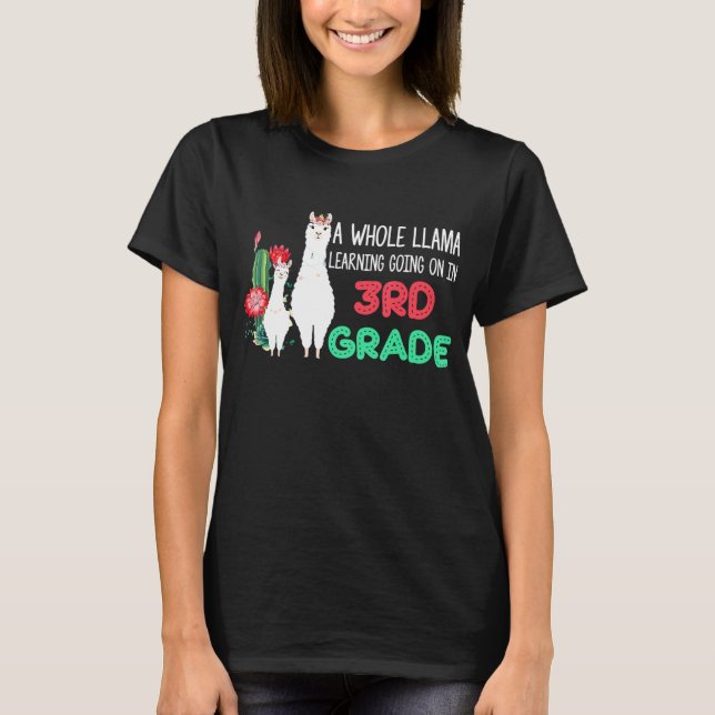 Camiseta Estudante De Llama Cactus Do 3º Grau De Volta À Es (Frente)