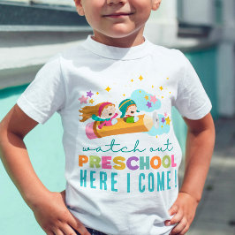 Camiseta Estudante de pré-escola do 1º dia de diversão esco