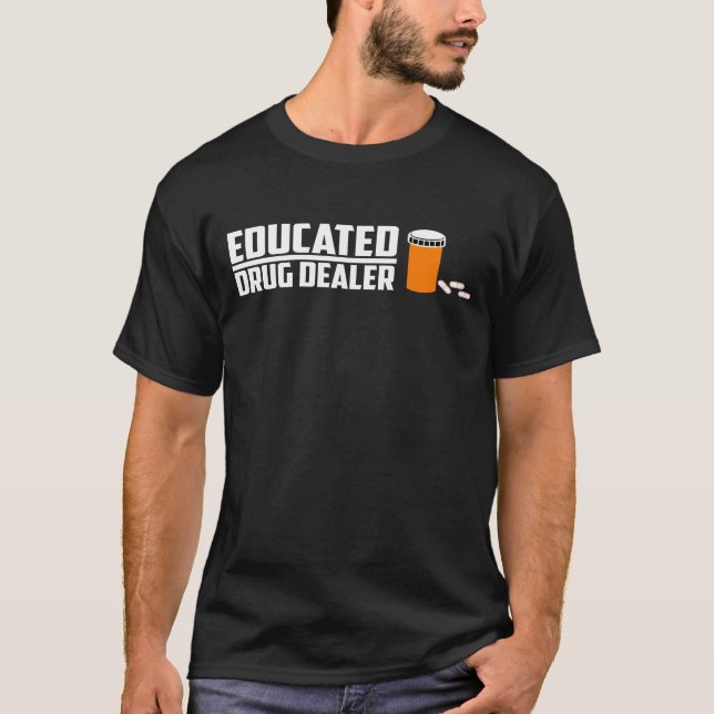 Camiseta Estudante educado da ciência do traficante de (Frente)