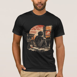 Camiseta Estudantil Grunge Sala de Aula ao Pôr do