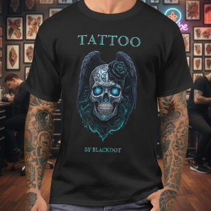 Camiseta Estúdio de Tatuagem Caveira Alada Tatuador Profiss
