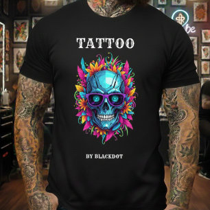 Camiseta Estúdio de Tatuagem de Óculos de Sol de Caveira Ar