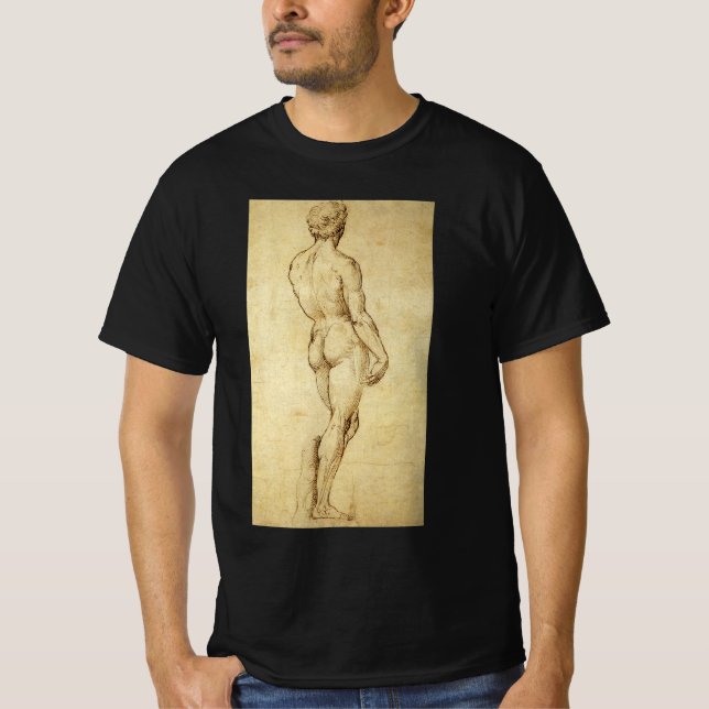 Camiseta Estudo da estátua David de Michelangelo por Raphae (Frente)
