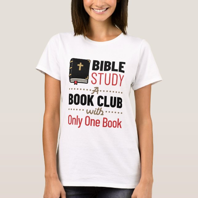Camiseta Estudo de bíblia Igreja Cristã Religião Um Livro (Frente)
