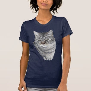 Camiseta Estudo de Cabeça de Gato de Shorthair Tabby
