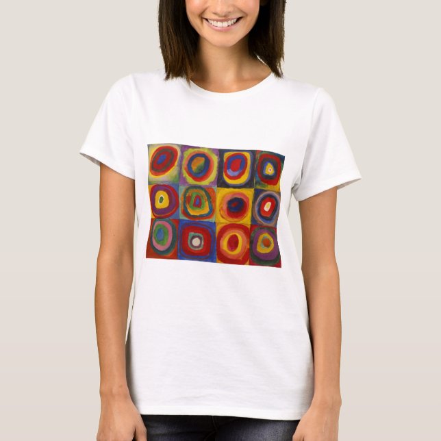 Camiseta Estudo de Cor dos Círculos Quadrados por Kandinsky (Frente)