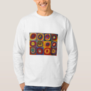Camiseta Estudo de cor: quadrados com círculos concentrados