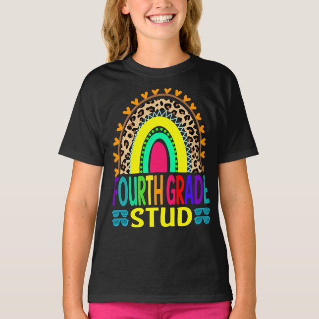 Camiseta Estudo De Quarto Grau Arco-Íris Leopardo De Volta  (Frente)