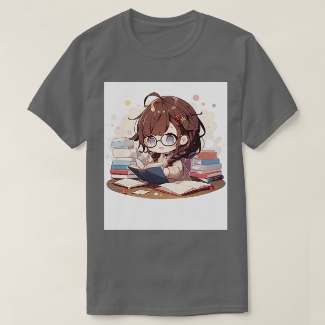 Camiseta estudo de raparigas chibi (Frente do Design)
