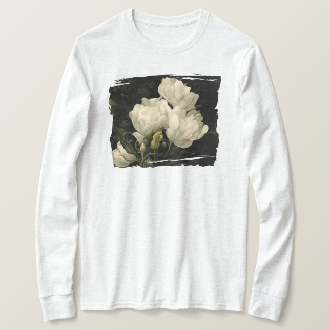 Camiseta Estudo de uma Flor de Peônias (Frente do Design)
