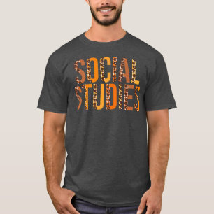 Camiseta Estudos Sociais em Esquadra-Leopardo Caiu outono d