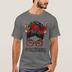 Camiseta Estudos Sociais Mulher de Natal Mensagem Bun Buff