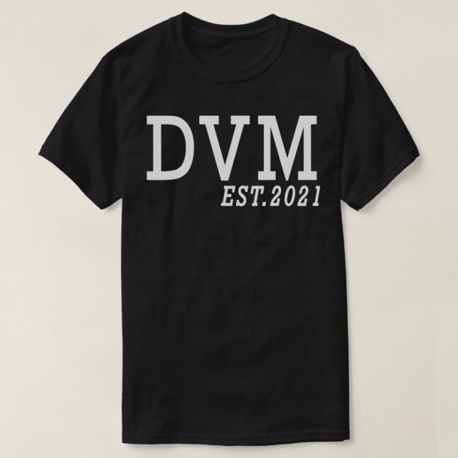Camiseta Estudos Veterinários DVM Est 2021 Médico De Vet (Frente do Design)