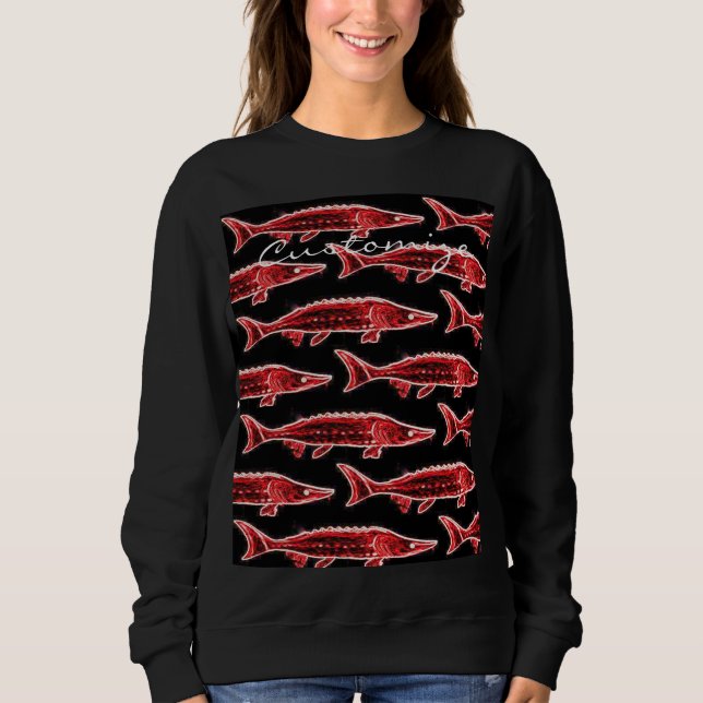 Camiseta esturjão vermelho nadando (Frente)