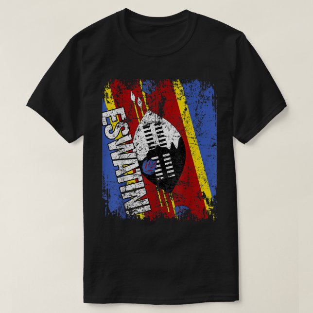 Camiseta ESWATINI Flag Vintage - SWAZILAND ESWATIN (Frente do Design)