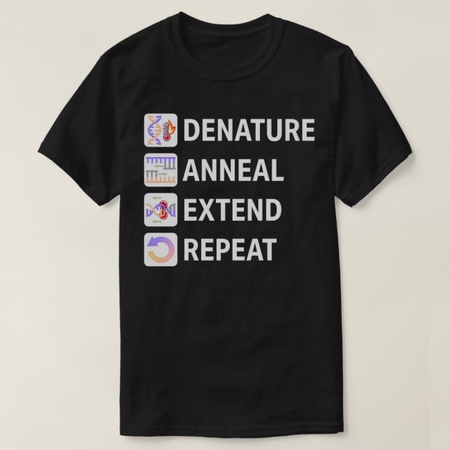 Camiseta Etapas PCR Reação em Cadeia de Polimersão (Frente do Design)