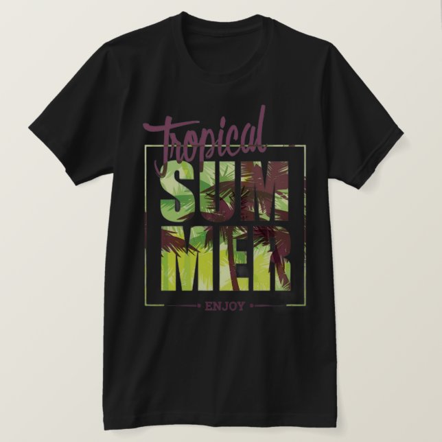 Camiseta Été Tropical Chic Graphique Vacances Soleil (Frente do Design)