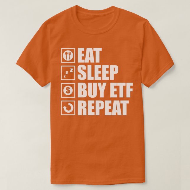 Camiseta ETF engraçado dizendo Coma Comprar do sono ETFs (Frente do Design)